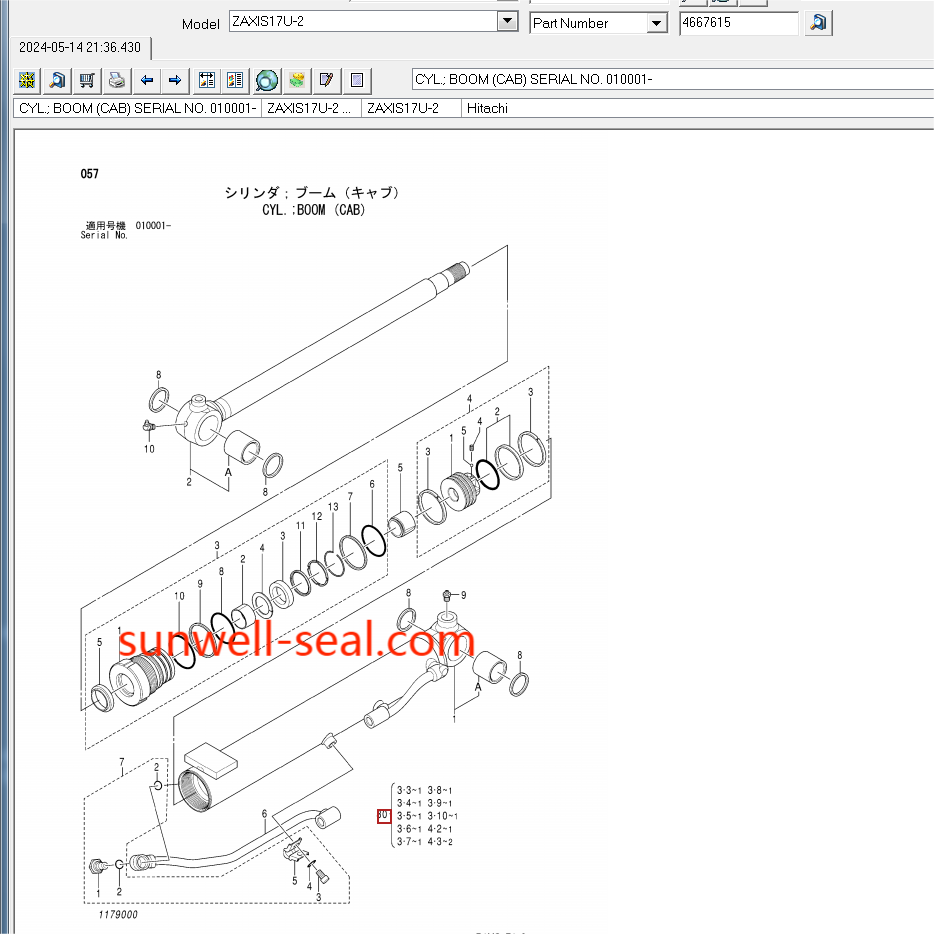 4667615 4667617 4667618 4667619 4667620 4667621 HITACHI ZX17U-2 ...